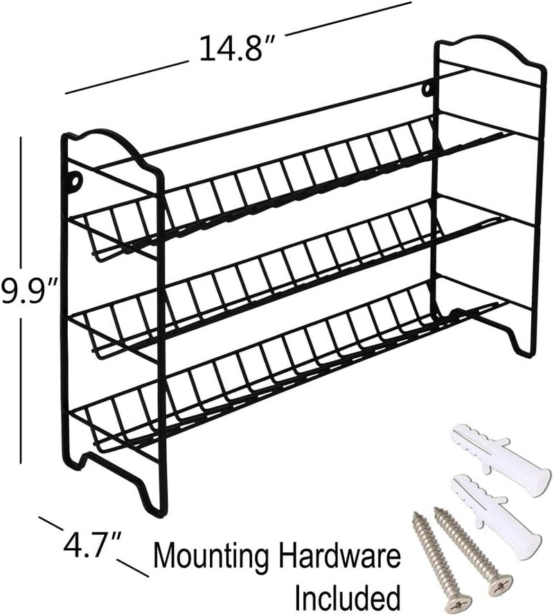 Professional Spice Rack Organizer Set with 24 Empty Glass Jars, 396 Spice Labels, Chalk Marker, and Funnel - Versatile for Countertop, Cabinet, or Wall Mount - Black